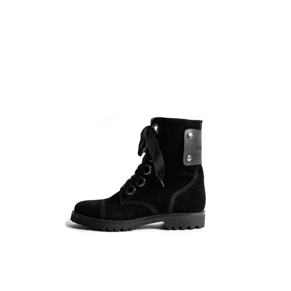 ZADIG VOLTAIRE Lace Up Boots Black Suede Size 7